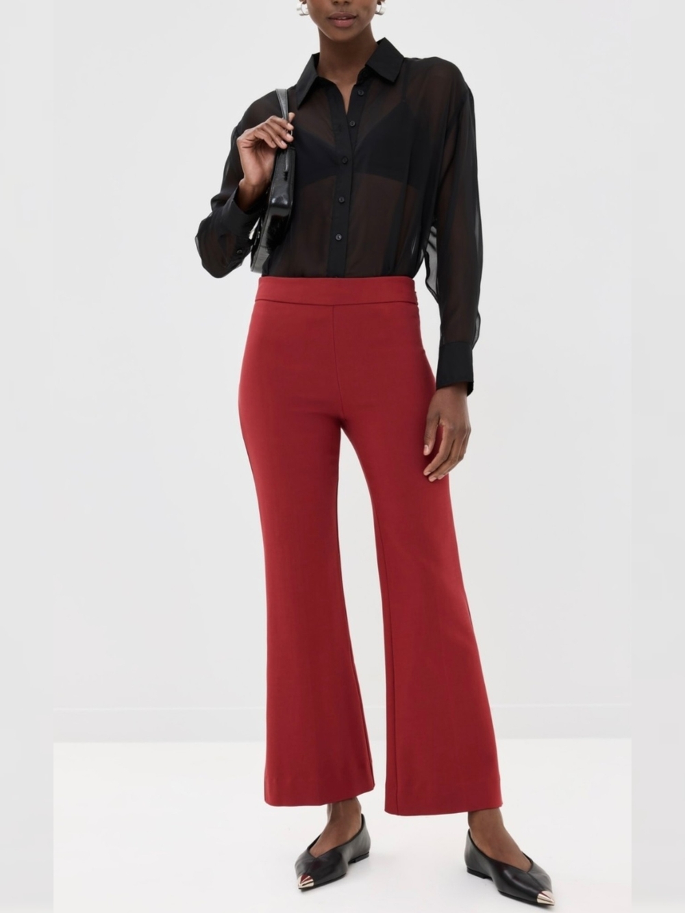 Tanya Knit High-Waist Flare Pants Sz MED